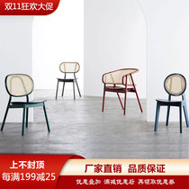 Solid wood dining chair rattan armrest dining chair designer chair leisure chair Nordic retro coffee chair net red chair homestay chair