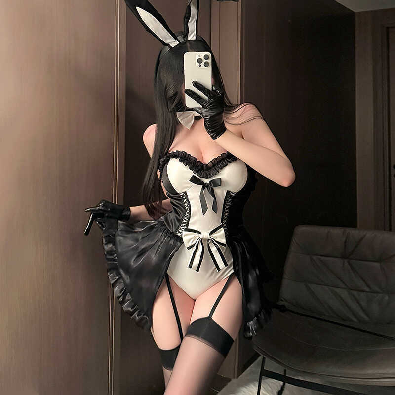 Bunny Girl Uniform Set Sexy Pure Desire Halloween Patent Leather Cosplay Role Play Rabbit Nightclub Qqny