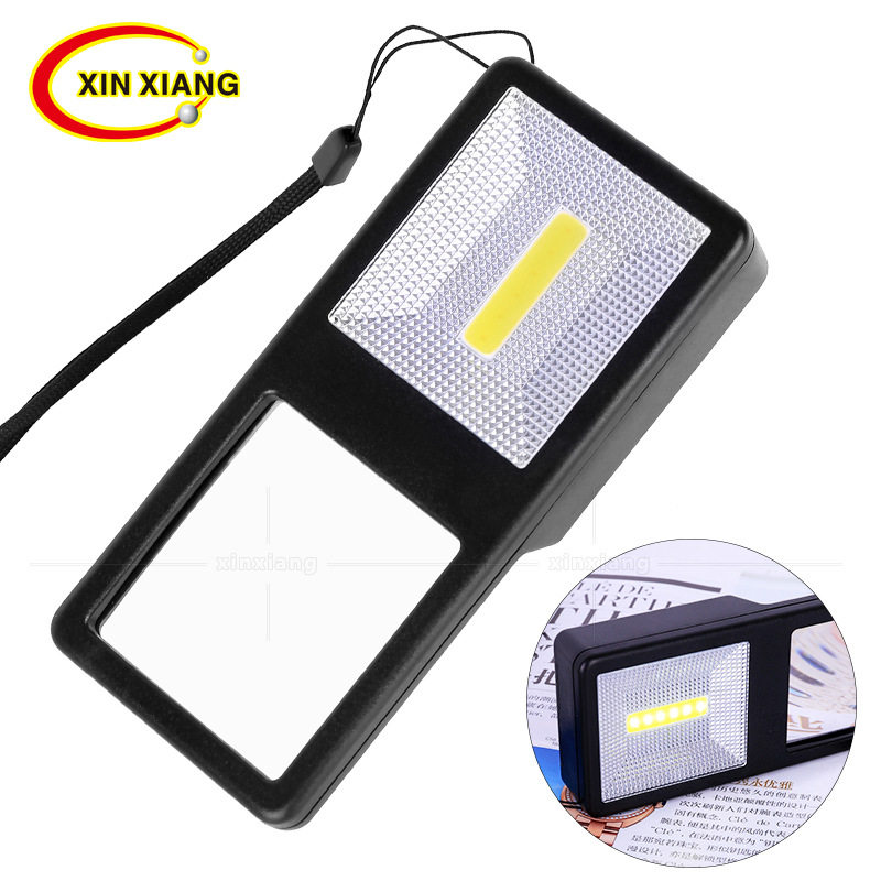 Mobile Phone Rectangular Flashlight Lighting Magnifying Glass 7 LED Lights Portable Black and White 7013