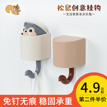 Squirrel hooking creative cute key strong adhesive wall hanging gate to avoid puncture hole in the back wall of the shelf door