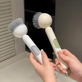 Long-Handled Rotating Pot Brush with Liquid Dispenser, Kitchen Pot Cleaning Brush, Non-Stick Oil, Non-Damaging to Pots, Multi-Functional Cleaning Brush