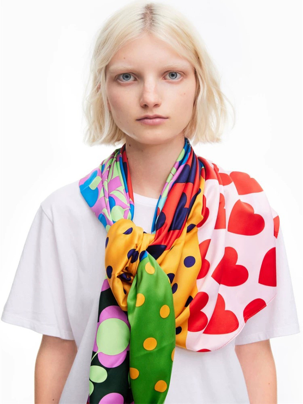 Shiguangji 120cm New Collection - Spanish Fashion Brand Imitation Silk Handmade Printed Beach Towel, Scarf, Shawl
