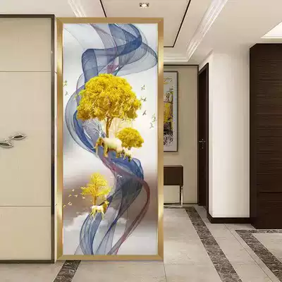 Art glass modern simple living room screen partition wall small house decoration entrance entrance door frosted fortune deer