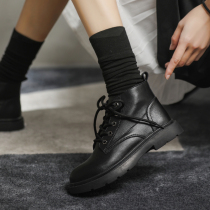 Martin boots female spring and autumn single boots 2021 new autumn British style leather breathable thin boots fried street short boots