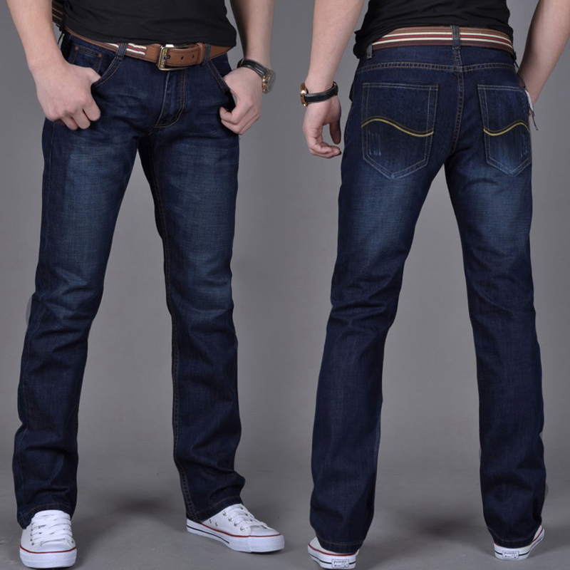 Mùa xuân và mùa thu kinh doanh Quần jean thẳng nam Quần jean nam Quần dài cỡ lớn Quần jean nam rộng quần jean ống rộng nam