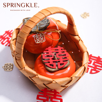 springkle Spring persimmon happy candy jar Handmade early birth precious child small basket Wedding creative Chinese happy candy box