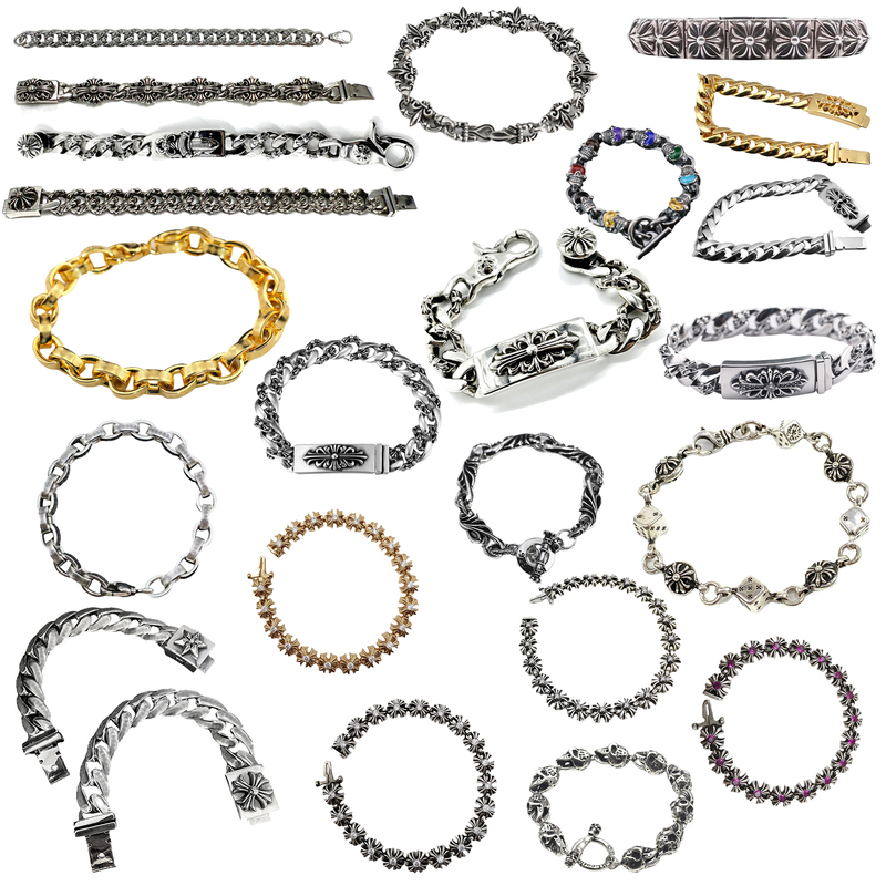 Jpvip Thai Silver Chunky Six-Pointed Star Cross Bracelet for Men, Plated with 925 Sterling Silver, Seamless High Bridge Link Clasp Bracelet