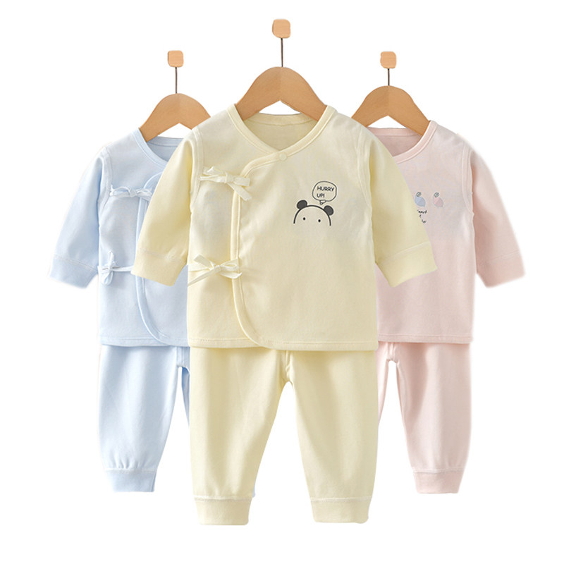 Newborn children's clothing baby monk clothing set 3 months pure cotton spring and autumn two-piece two-piece newborn confinement clothing