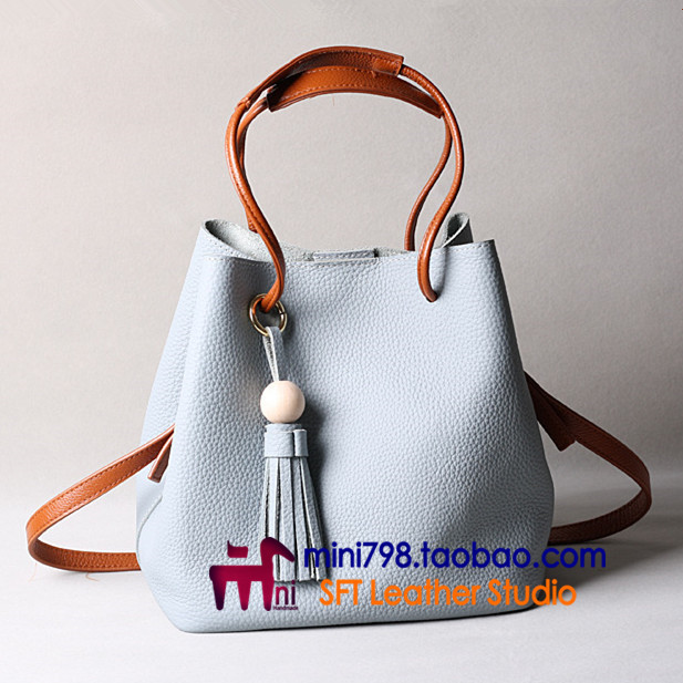 MINI Self-Drawn Handmade Leather Bag Drawings Typographic DIY paper-like BXK-63 bucket bag typographic type