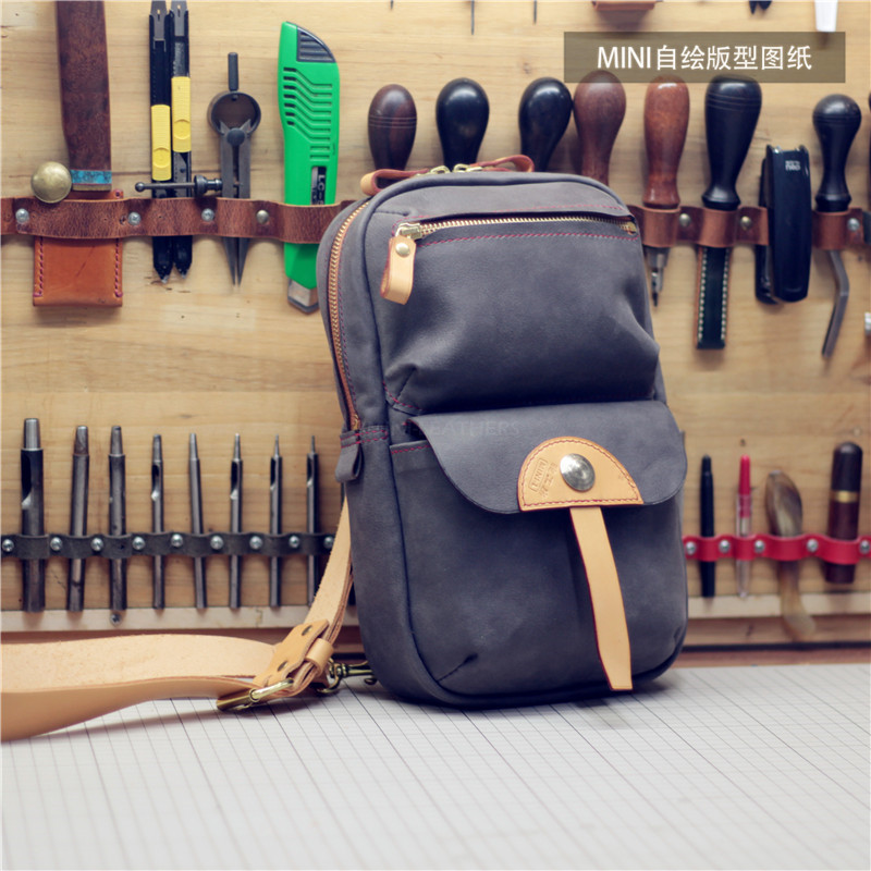 MINI Handmade Leather version drawing BDQ193 Men's chest bag Drawing version Type 4mm Beheading ameCard machine drawings