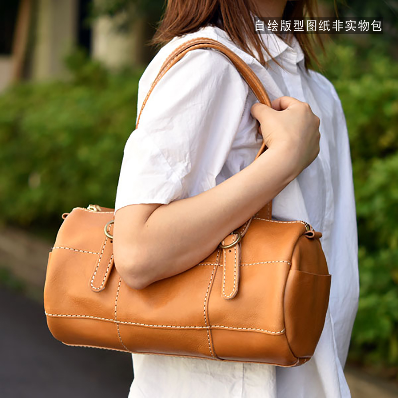 Handmade leather version MINI drawing shoulder bag female bucket bag DIY leather tool drawing 4mm cut BXK130