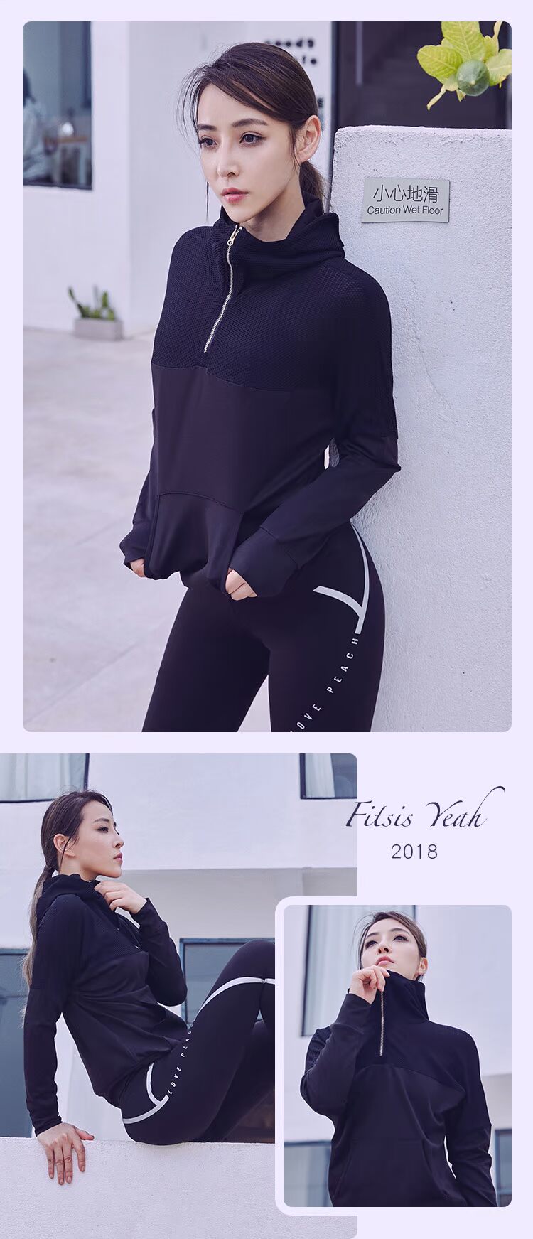 FITSIS áo len trùm đầu giản dị của phụ nữ áo len thể thao ấm áp chạy áo sơ mi dài tay 2018 mới mùa thu áo nỉ hoodie nữ