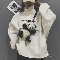 Cute plush panda bag ins super fire bag bag womens 2022 new trendy mini diagonal bag kumayes bungee bungee bag