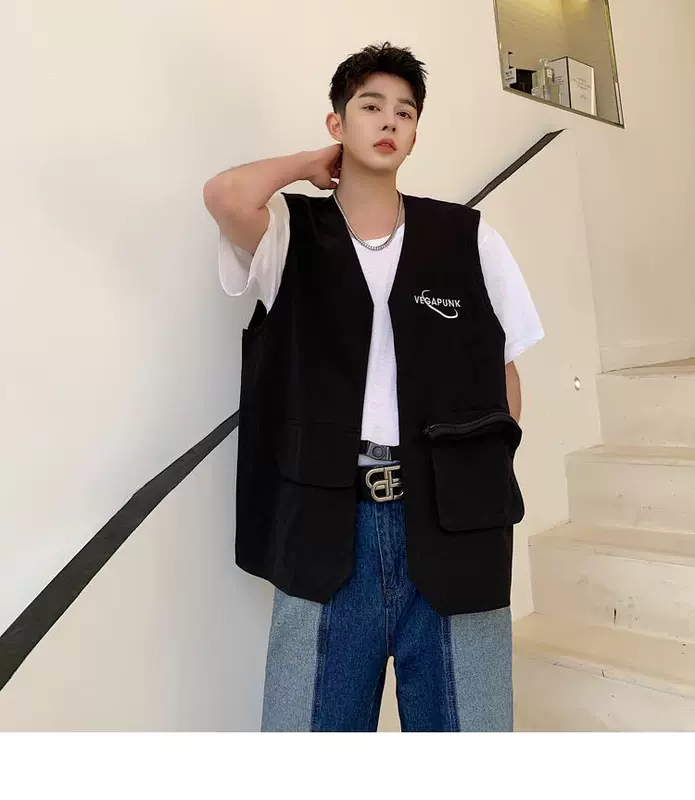 # 铭 Quần áo nam 2020 Áo vest dụng cụ retro Nhật Bản rộng rãi và áo khoác ngoài linh hoạt - Áo vest cotton