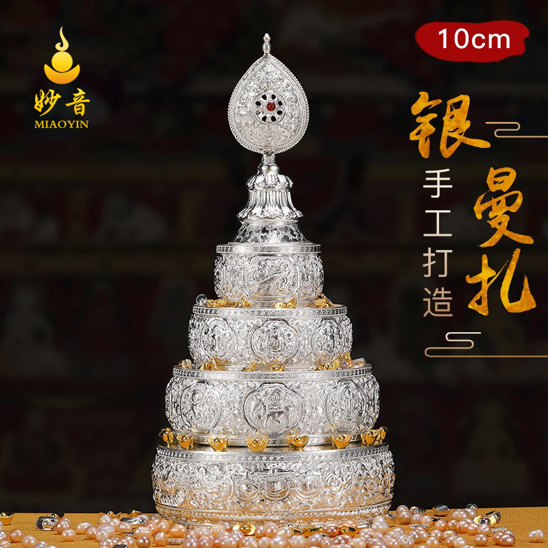 Pure silver Nepalese craftsmanship pure handmade manza pan pure silver 990 mantea roe 37 heaps manza small number 10cm