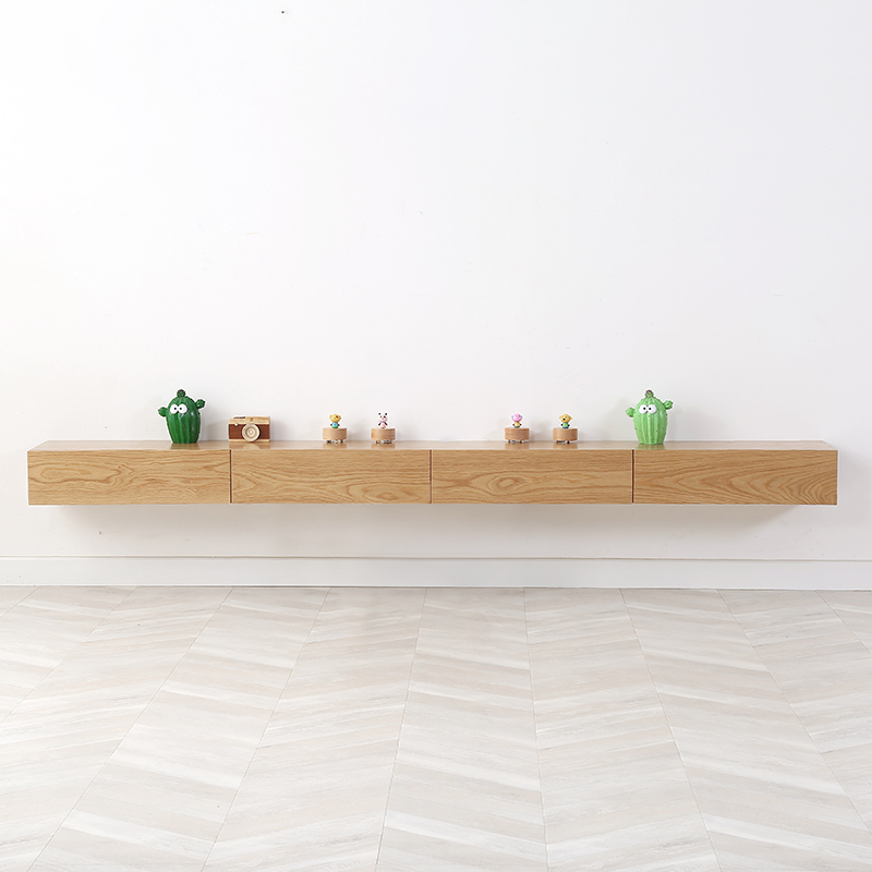 Nordic wall-mounted TV cabinet modern minimalist all solid wood wall-mounted rack multi-functional hanging large hanging cabinet living room