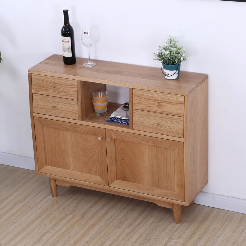 Nordic dining cabinet all solid wood modern minimalist living room kitchen multifunctional large capacity space saving porch log color