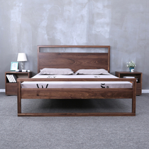 Solid wood bed double bed Nordic wind log all solid wood modern minimal high - grade economy type 1 5 1 8 m wedding bed
