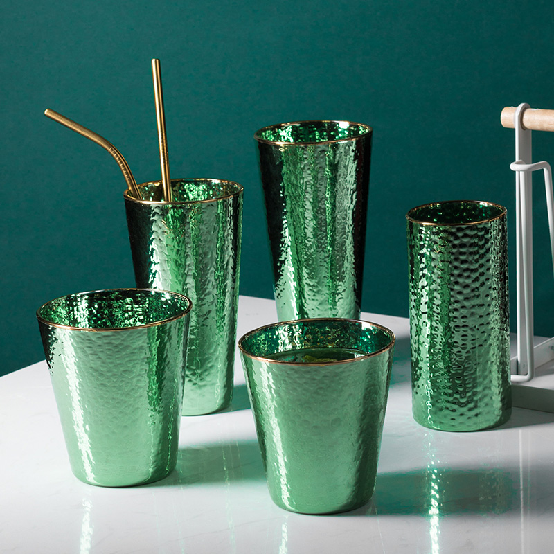 Suochu creative Phnom Penh emerald green personality trend glass water cup household cup retro European painted wine glass