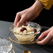 So kitchen exquisite gold edge crystal glass bowl transparent dessert swallow bowl Net red European small tableware high-end household