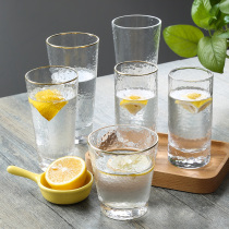 Suo kitchen defective products treatment 4 6 sets of hammer eye pattern gold glass heat-resistant lead-free water cup beer glass