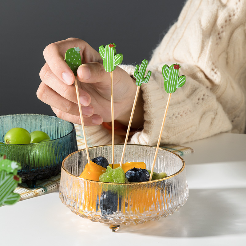 Suochu cactus fruit stick fruit insert ins wind disposable bamboo stick cute creative children's stick fruit fork
