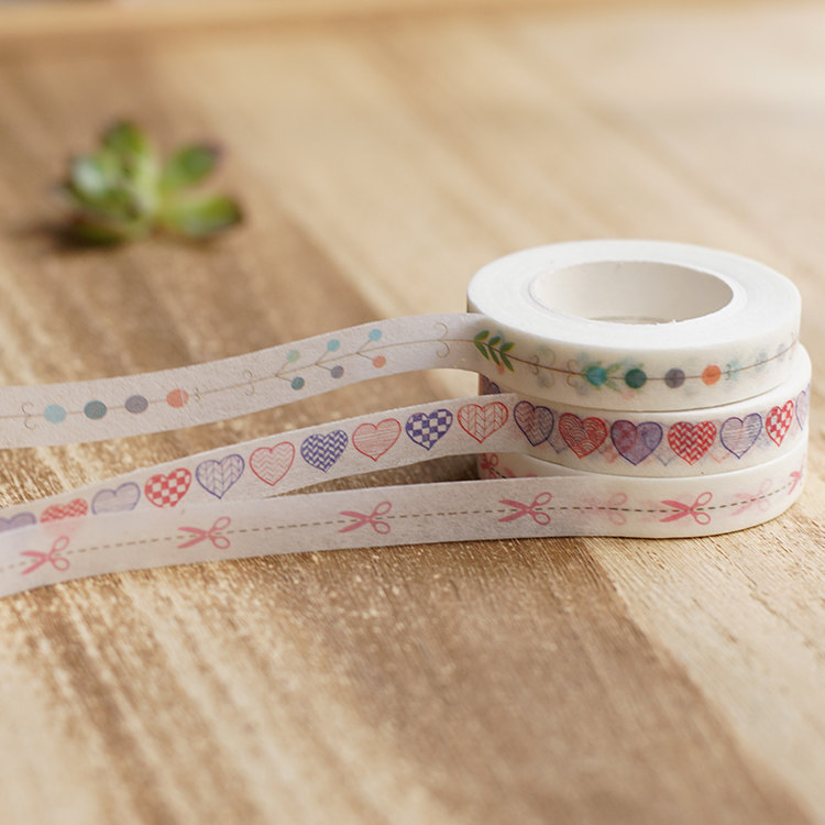 DIY handmade album decoration and paper tape Small fresh series Hand-painted love border split line Hand-torn tape