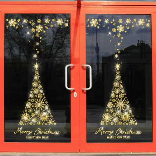 Рождественский декор, оконная наклейка, стеклянные наклейки, со снежинками