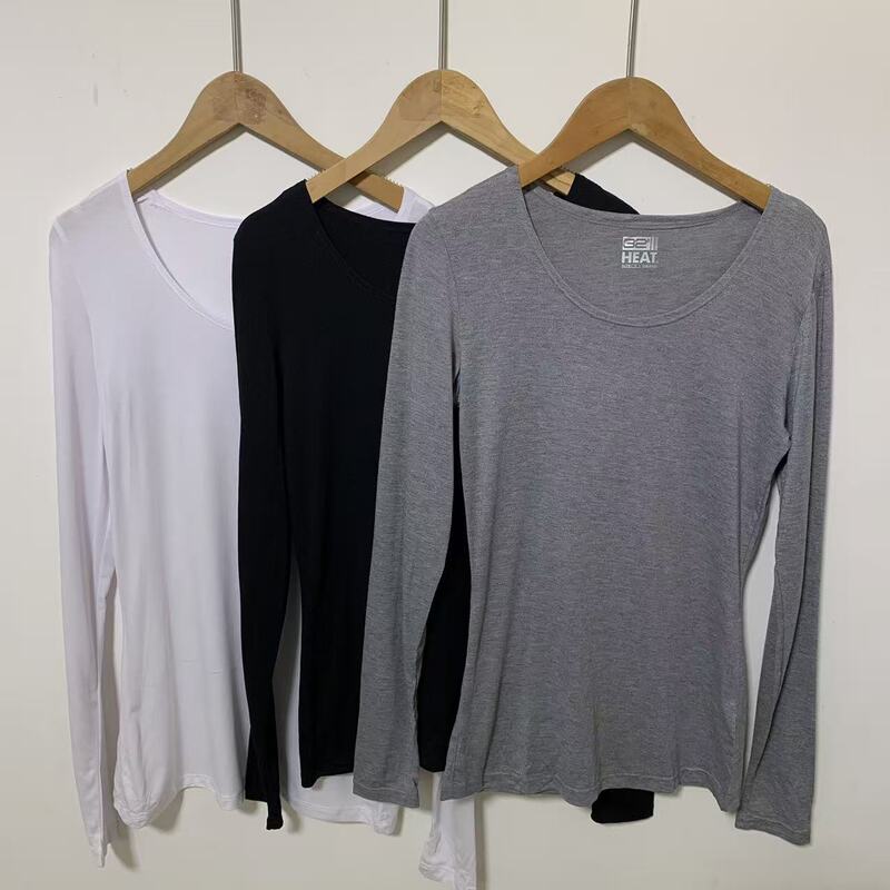 Foreign Trade European and American Style 32-Degree Women's Base Shirt Long-Sleeve T-Shirt Waist-Cinching Slimming Round-Neck Shirt Solid Color Stretchy Thin Shirt Foreign Trade European and American Style 32-Degree Women's Base Shirt Long-Sleeve T-Shirt Waist-Cinching Slimming Round-Neck Shirt Solid Color Stretchy Thin Shirt