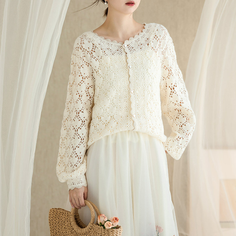 Sister Su Su's Lotus-Pattern Cardigan Handmade DIY Crochet Clothing Cardigan Yarn Ball LAOSHU Material Kit