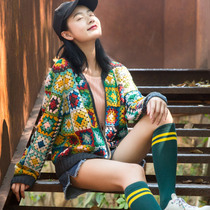 Su Su Jies grandmother checkered jacket wool group handwoven sweater crochet diy material bag autumn and winter women