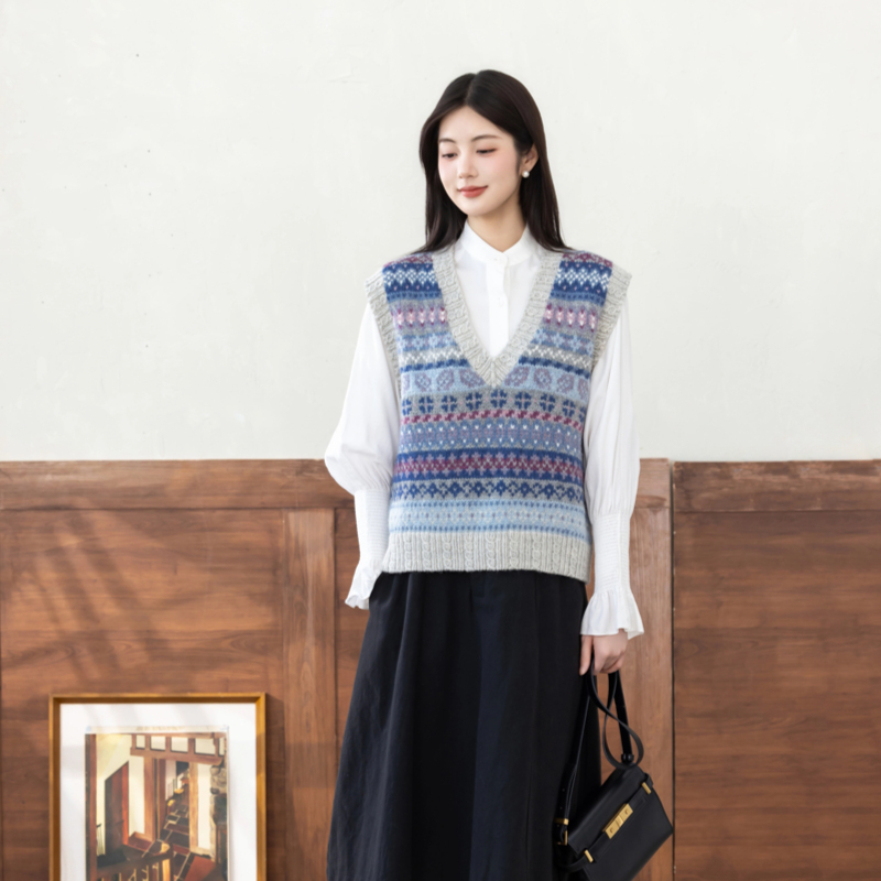 Sister Su Su's Hand-Knitted Jacquard Vintage Vest DIY Knitting Wool Yarn Kit