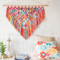 Su Su Jies family bohemian parquet triangle tapestry diy to solve the boring hand crochet material wrapped cotton wool thread