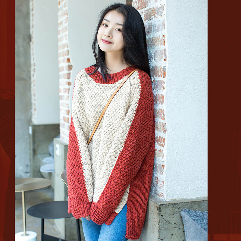 Sister Su Su's Simple and Slimming Pullover Handmade Knitted Sweater DIY Yarn Ball Knitting Material Kit Sister Su Su's Simple and Slimming Pullover Handmade Knitted Sweater DIY Yarn Ball Knitting Material Kit