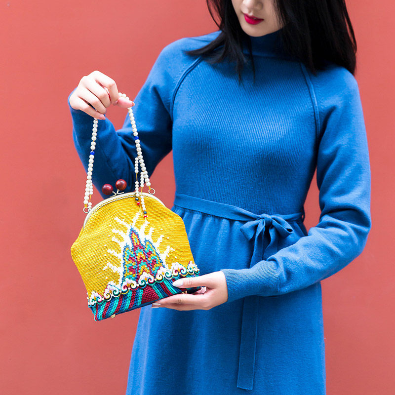 Su Su sister Home morning dress bag tutorial Homemade handmade diy woven bag Crochet material bag Cotton wool group Pelican