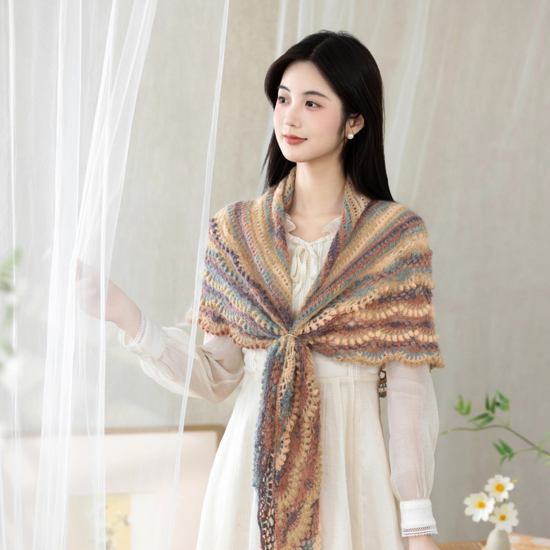 Sister Su Su's Cloud Ink Triangular Shawl Handmade DIY Crochet Mohair Knitting Yarn Kit