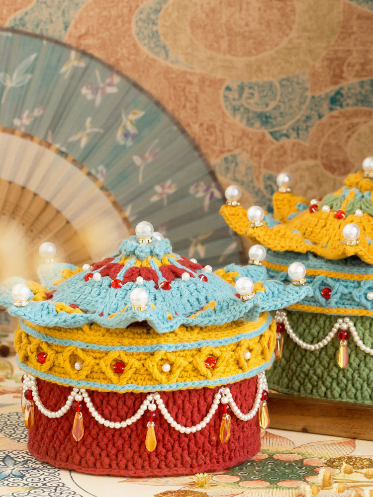 Su Su Jie Jia Sheng Tang canopy storage box Handmade diy knitting crochet material package Cotton wool thread gift production booklet