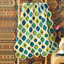 Su Su Jies family peacock feather mosaic blanket handmade diy woven cotton thread crochet wool ball video material bag