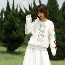 Su Su Jie family National Wind Flower sleeve sweater knitted cotton thread handmade diy crochet material wrapped wool