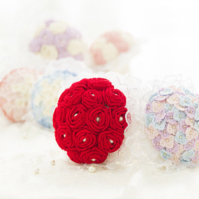 Sister Su Su's bride hand bouquet wool hand woven DIY homemade wedding gift making crochet material bag