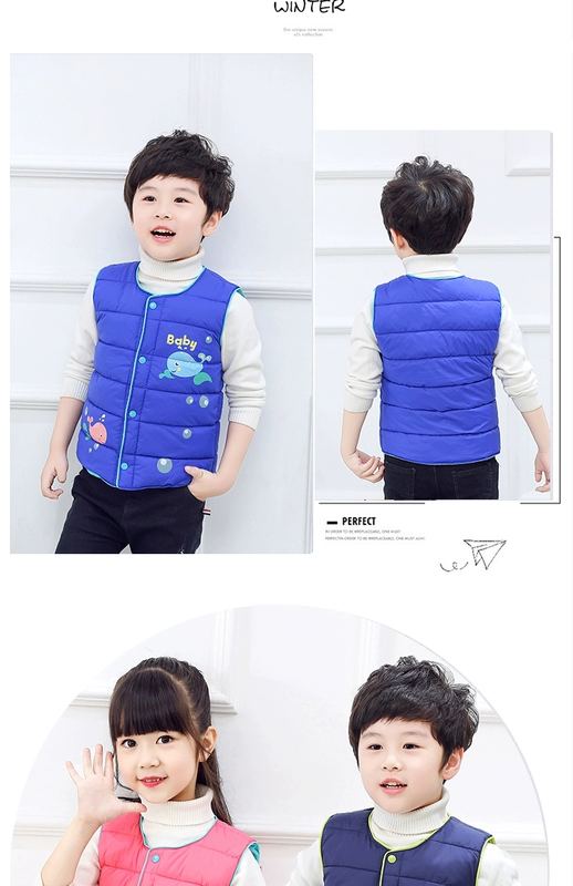 Áo gi lê trẻ em cotton mới xuống vai áo vest cotton bé gái ấm áp áo vest bé cotton mùa thu và mùa đông mặc