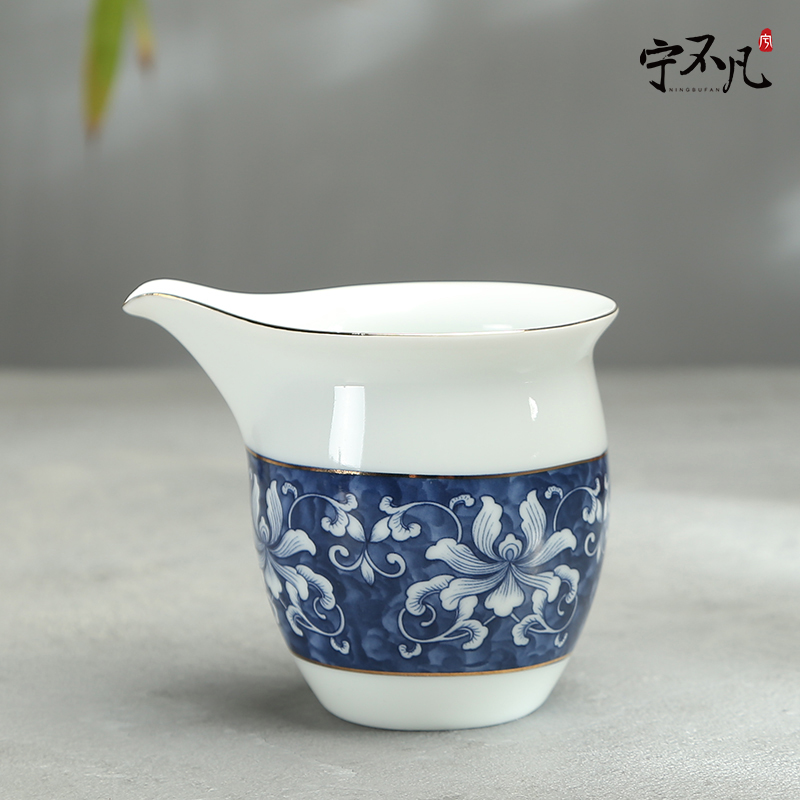 Rather uncommon points tea exchanger with the ceramics fair keller home tea sea blue dehua white porcelain ceramic kung fu tea set with parts