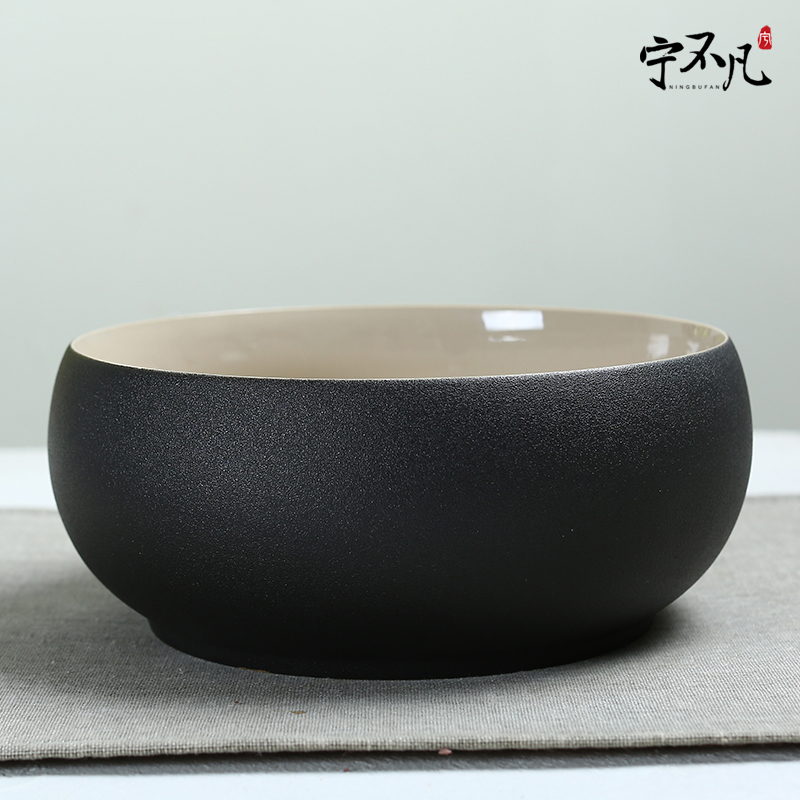 Ning uncommon black pottery ceramic tea to wash large writing brush washer fruit bowl kung fu tea accessories