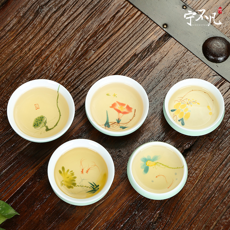 Ning uncommon hand - made ceramic tea set single CPU celadon cups cup sample tea cup