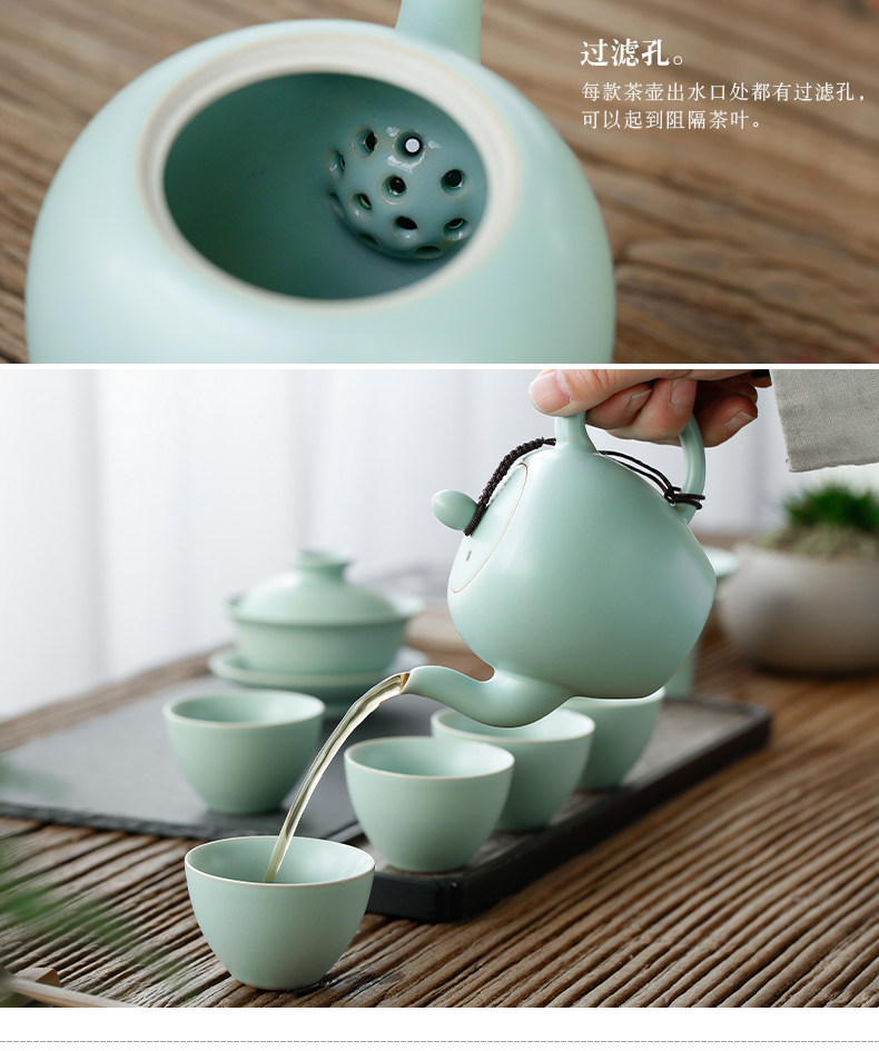 Rather uncommon your up tea set ice crack ceramic teapot GaiWanCha open filter can be 2 support a family kung fu tea set