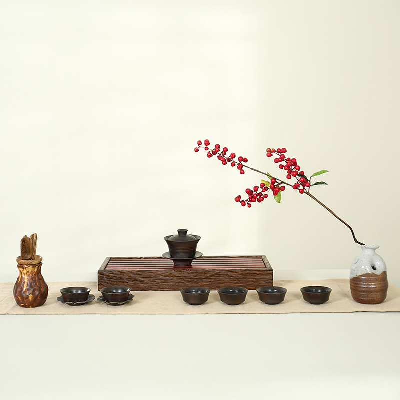 Rather uncommon tea six gentleman coarse ceramic tea set tea accessories ChaZhen ChaGa tea spoon