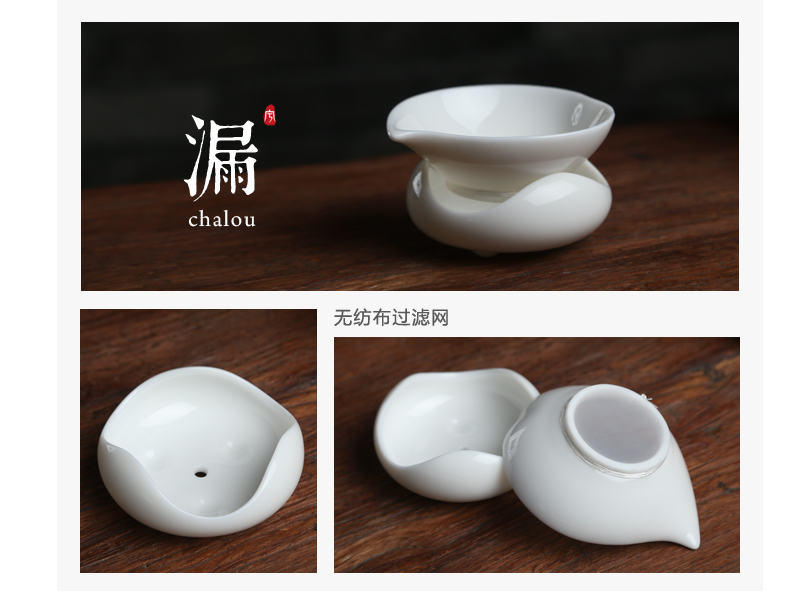 Dehua white porcelain tea set suit only three tureen kunfu tea cup teapot xi shi pot of a complete set of gift boxes