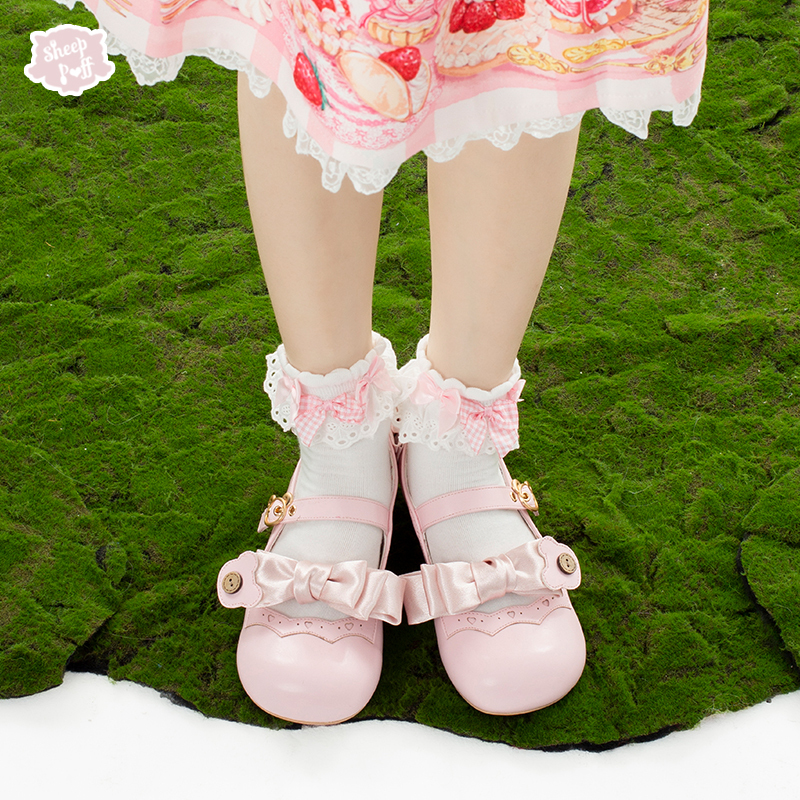 [in Stock] Xiongxiongwu 1.0 Candy Color Sheep Puff Original Daily Student Comfortable Sweet Style Leather Shoes