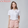 Kappa Kappa Phụ nữ thể thao tay áo ngắn POLO Áo sơ mi cổ tay nửa đứng giản dị | K0822PD05 1áo polo nữ trắng