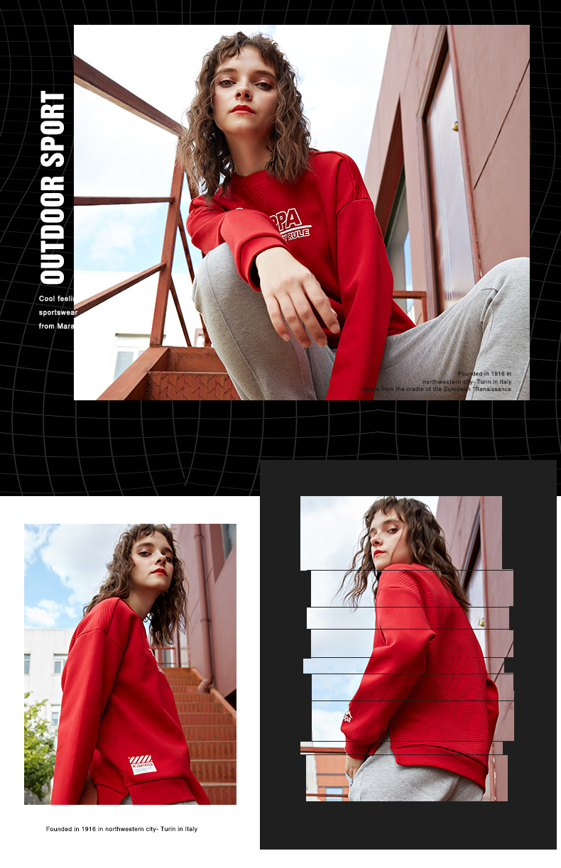 KAPPA Áo len thể thao nữ Kappa Áo thun cổ tròn giản dị 2018 Mới | K0862WT32D áo thun nam dài tay